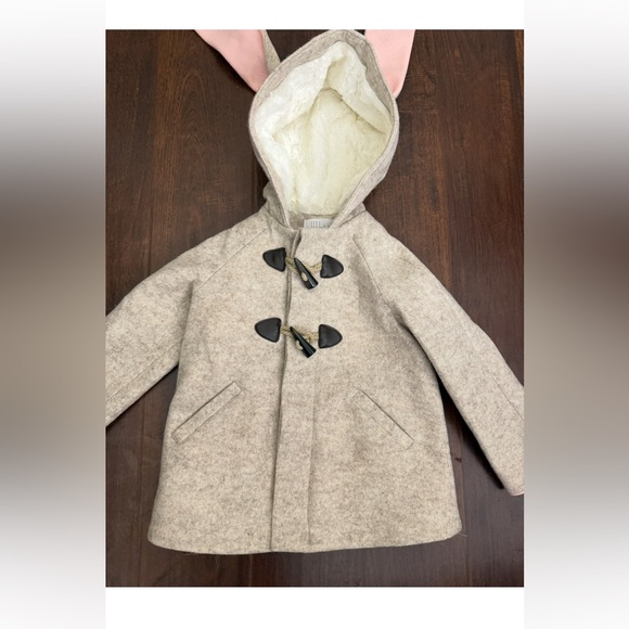 NWT Little goodall Snowshoe Rabbit Toggle Coat In Oatmeal & Pink Sz 5 - Picture 6 of 16
